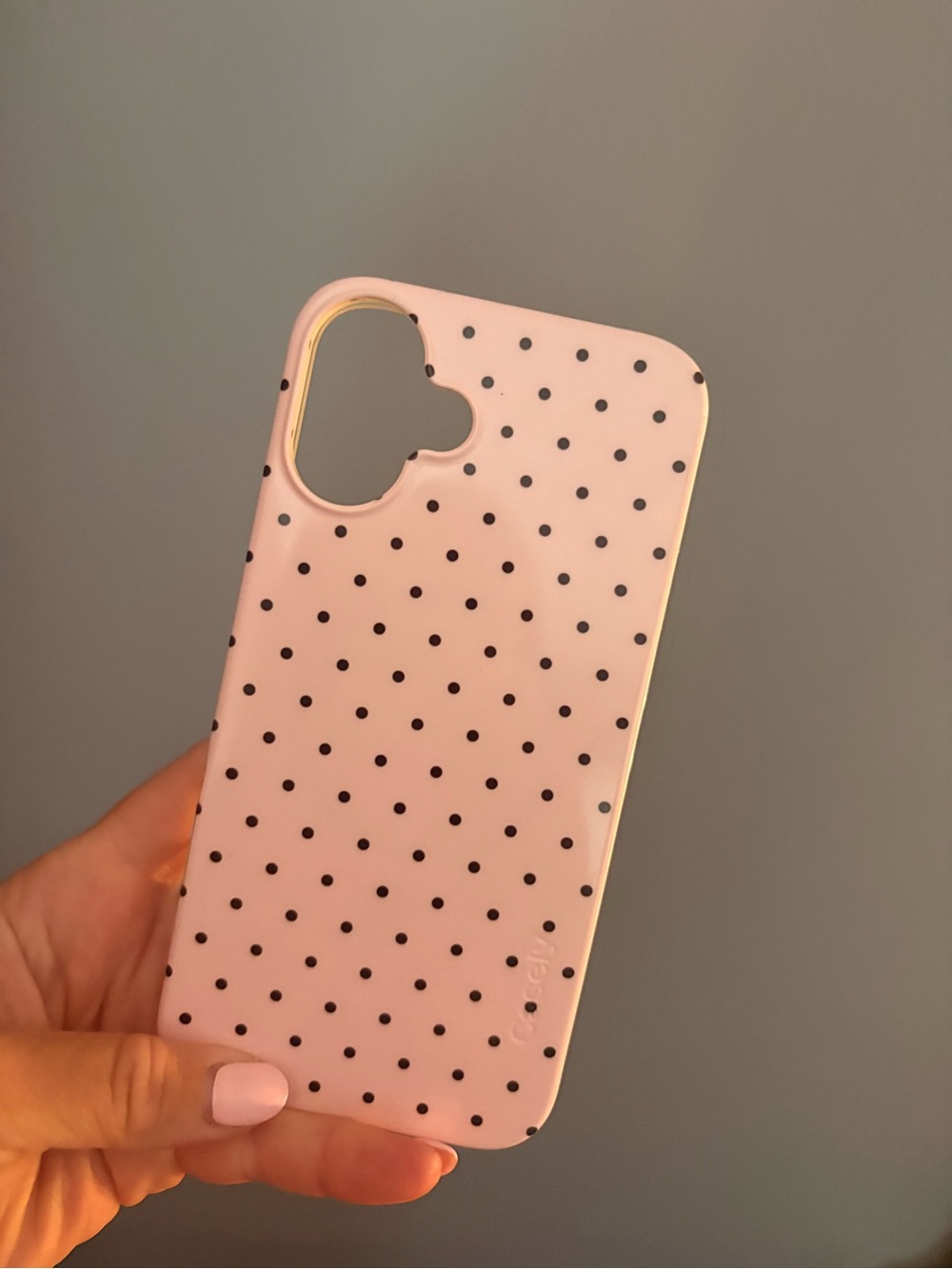 Pink Polka Dot Slim Phone Case with Raised Camera Lip